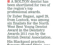 Dentist on shortlist at awards night