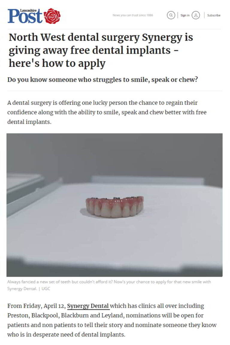 North West dental surgery Synergy is giving away free dental implants